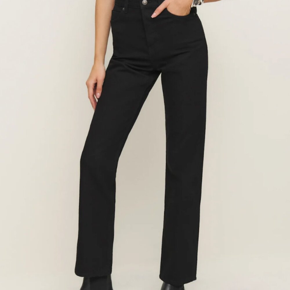 REFORMATION Cynthia Jeans 27, 33” Inseam, Black